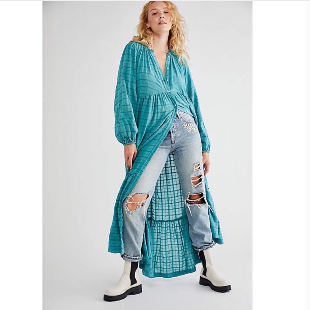 Free People Teal Maxi Edie Dress (XS)